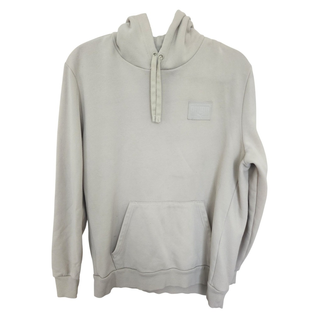 Puma Mens Essentials Waffle Panel Fleece Hoodie Gray Streetwear Size L